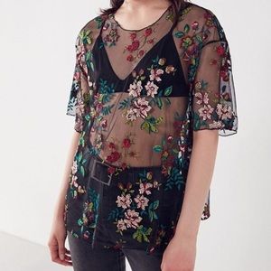 Kimchi Blue Mesh Floral Top